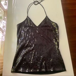 Express sequin y2k halter top